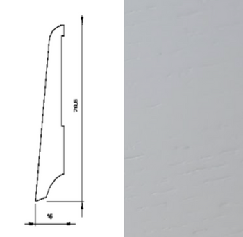 Listwa podłogowa KS80, biała, drewniana, lakierowana (240 cm x 7,9 cm x 1,6 cm)