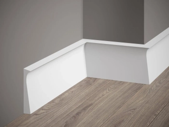Listwa przypodłogowa QS004P biała wym. 200 x 1.5 x 10.8 cm, z PolyForce