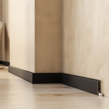 Czarna Listwa Podłogowa Premium Floor Durofit PF060B RAL9004 o szerokości 6 cm