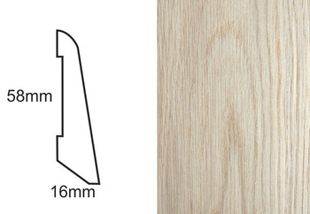 Listwa podłogowa dębowa, fornirowana, nielakierowana LS58 (240 cm x 5,8 cm x 1,6 cm)