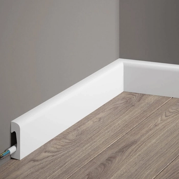 Listwa przypodłogowa Premium MD004P biała wym. 200 x 1.5 x 4.9 cm, z PolyForce