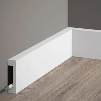 Listwa przypodłogowa Premium MD008P biała wym. 200 x 1.7 x 8 cm, z PolyForce