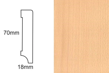 Listwa przypodłogowa fornirowana lakierowana CP70 R3 (240 cm x 7 cm x 1,8 cm) buk
