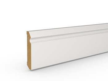 Listwa MDF STD F2, biała, półmatowa, lakierowana, z zabezpieczeniem przeciwwilgociowym (244 cm x 8 cm x 1,6 cm)