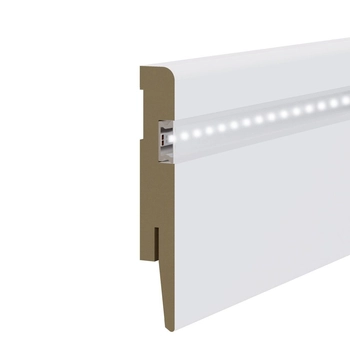 PRÓBKA 20 CM - Listwa przypodłogowa MDF LED, 10cm, Biała Premium