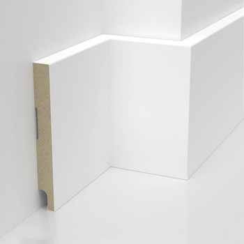 Biała listwa przypodłogowa PRIMA SLIM z MDF, lakierowana, z powłoką wodoodporną, 10cm