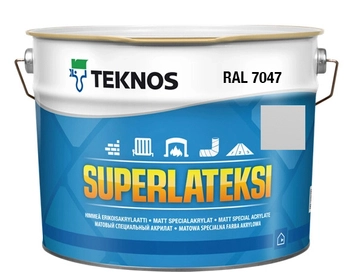 Teknos Superlateksi, matowa farba do boazerii i listew, pojemność 0,9 L, kolor szary RAL7047