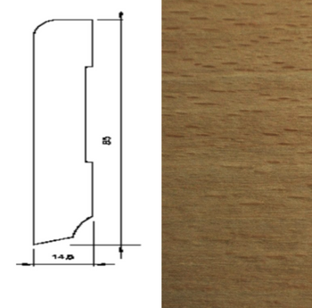 Lakierowana listwa bukowa przypodłogowa 60/16 Jasny Buk (240 cm x 6 cm x 1,5 cm)