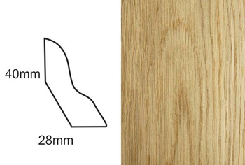 Listwa podłogowa dąbowa, fornirowana i lakierowana LP50 (240 cm x 4 cm x 2,8 cm)