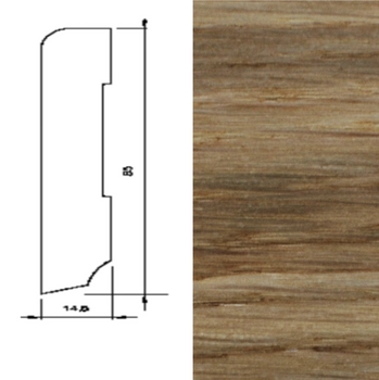 Drewniana listwa przypodłogowa lakierowana 60/16 (240 cm x 6 cm x 1,5 cm) Dąb Szczotka