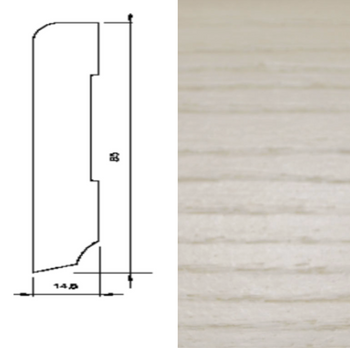 Olejowana listwa przypodłogowa z jesionu 60/16 (240 cm x 6 cm x 1,5 cm) w kolorze białym