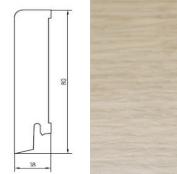 Olejowana listwa dębowa przypodłogowa 80/18 Biały Dąb (240 cm x 8 cm x 1,8 cm)