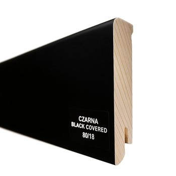 Czarna Listwa Podłogowa 80/18 Black Covered (240 cm x 8 cm x 1,8 cm)
