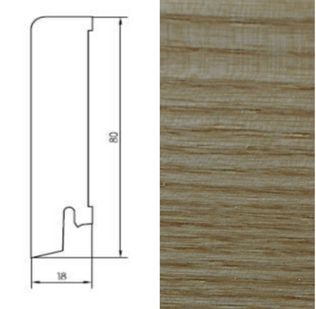 Lakierowana listwa przypodłogowa z jesionu 80/18 (240 cm x 8 cm x 1,8 cm)