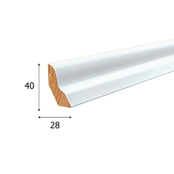 Drewniana listwa przypodłogowa lakierowana RAL 9003 biała LP50 (240 cm x 4 cm x 2,8 cm)