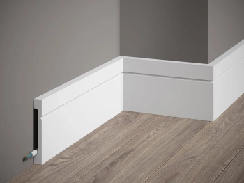Listwa Podłogowa Premium MD356P Biała z PolyForce, wymiary 200 x 1.6 x 10.8 cm