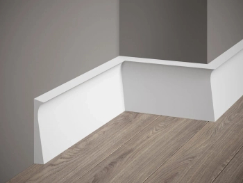 Listwa przypodłogowa QS004 biała wym. 200 x 1.5 x 10.8 cm, z PolyForce