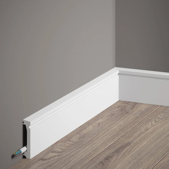 Listwa przypodłogowa Premium MD028P biała wym. 200 x 1.3 x 6 cm, z PolyForce