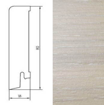 Drewniana listwa przypodłogowa lakierowana 80/18 (240 cm x 8 cm x 1,8 cm) Dąb Bryza