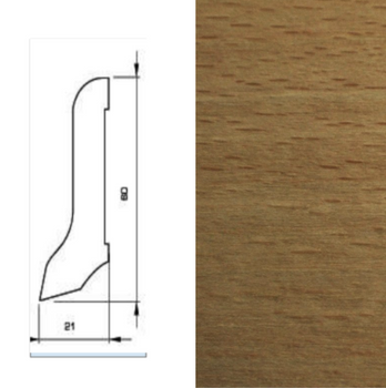 Drewniana listwa przypodłogowa lakierowana 60/22 (240 cm x 6 cm x 2,1 cm) Buk Jasny