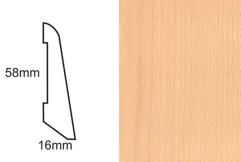 Listwa przypodłogowa fornirowana nielakierowana LS58 (240 cm x 5,8 cm x 1,6 cm) buk