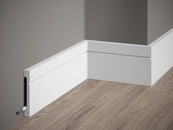 Listwa przypodłogowa Premium MD356P biała wym. 200 x 1.6 x 10.8 cm, z PolyForce