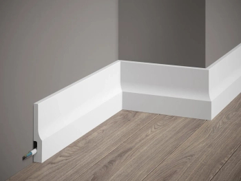 Listwa przypodłogowa QS009 biała wym. 200 x 1.6 x 10 cm, z PolyForce