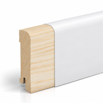 PRÓBKA 20 CM - Listwa przypodłogowa świerkowa 70x15 mm – biała Polyblend