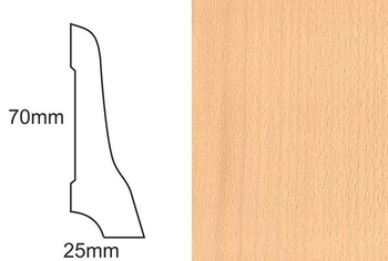 Listwa przypodłogowa fornirowana lakierowana LP70 (240 cm x 7 cm x 2,5 cm) buk