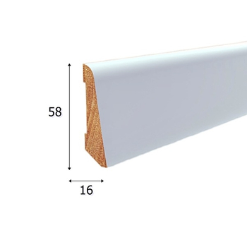 Listwa przypodłogowa drewniana lakierowana LS58 (240 cm x 5,8 cm x 1,6 cm) biała