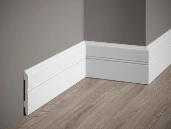 Listwa przypodłogowa Premium MD354P biała wym. 200 x 1.1 x 10.7 cm, z PolyForce