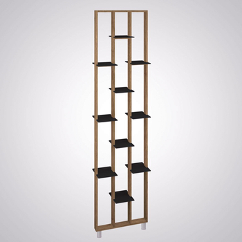 Regał przestrzenny z lameli 250x63 cm Dąb Królewiecki w zestawie z czarnymi półkami