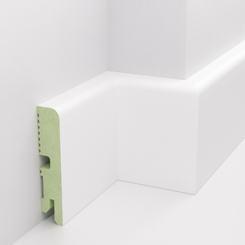 PRÓBKA 20 CM - Listwa przypodłogowa MDF lakierowana biała wilgocioodporna FOGE LB1 - 8cm