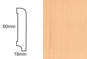 Listwa przypodłogowa fornirowana nielakierowana CP60 (240 cm x 6 cm x 1,8 cm) buk