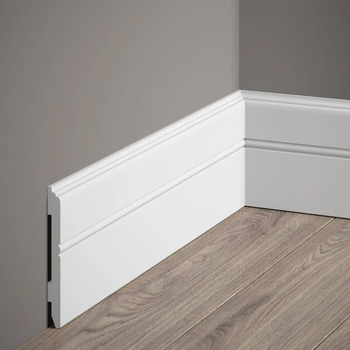Listwa przypodłogowa MD354 biała wym. 200 x 1.1 x 10.7 cm, z PolyForce