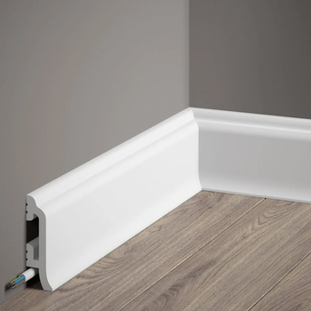 Listwa przypodłogowa Premium MD8300P biała wym. 200 x 2.6 x 8.2 cm, z PolyForce