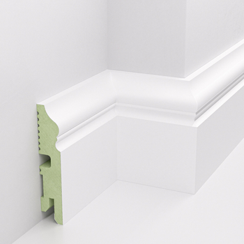 PRÓBKA 20 CM - Listwa przypodłogowa MDF lakierowana biała wilgocioodporna FOGE LB3 - 8cm
