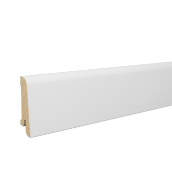 Drewniana listwa przypodłogowa świerkowa biała, powłoka Polyblend - 6cm
